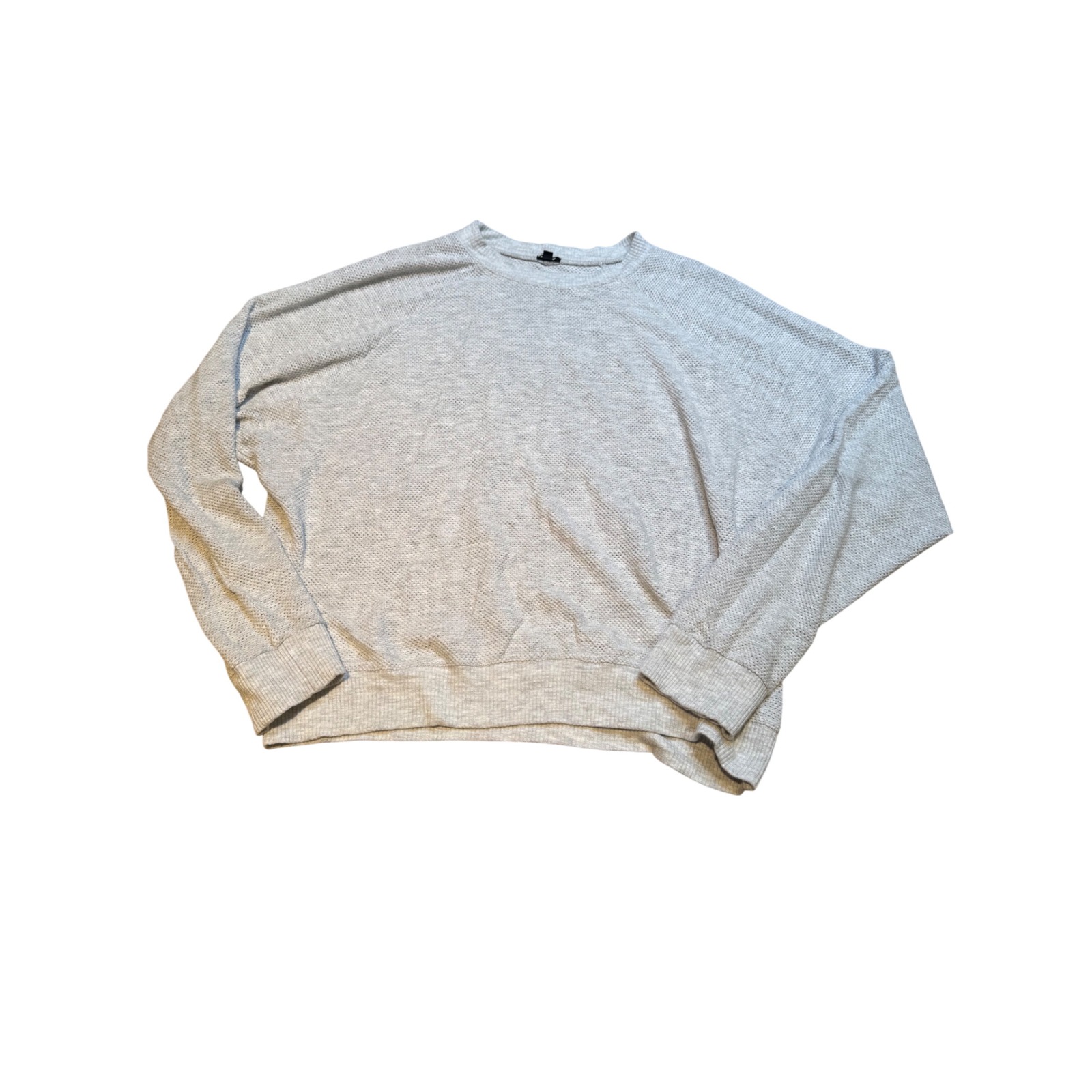 Monrow Womens Light Gray Textured Knit Raglan Sleeve Pullover Sweatshirt Size S